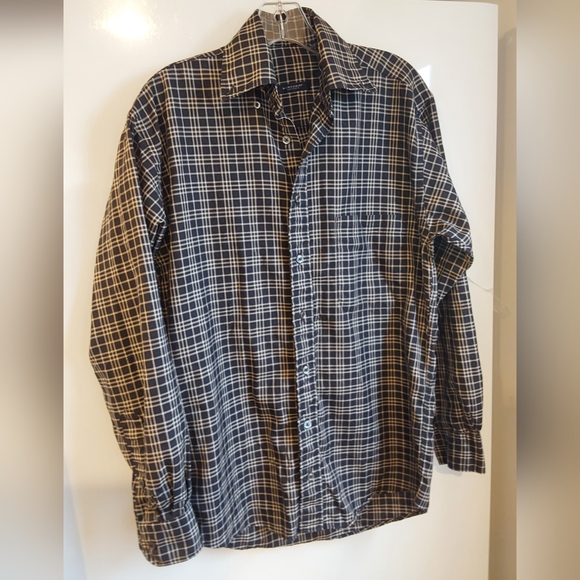 Burberry Men's Navy and White Plaid Shirt - Picture 3 of 8
